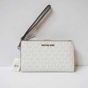 Michael Kors Double Zip Wristlet MK White Grey